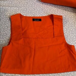 Orange Crop Tank Top with Bib Collar